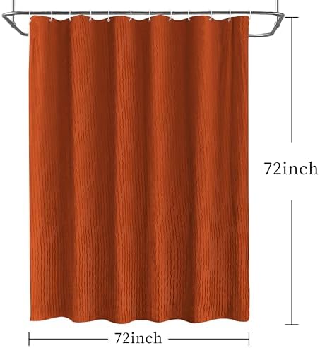 Tititex Vibrant Orange Burnt Ochre Crumpled Shower Curtain 72x72 Inch
