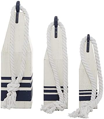 Deco 79 Coastal Wood Buoy Sculptures Set of 3 1