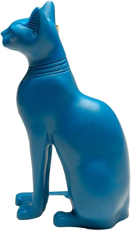 Classical Blue Bastet Cat Statue - Egyptian Goddess Collectible