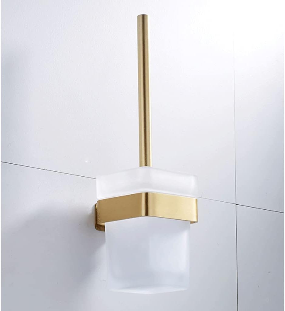 Gold Toilet Brush Holder Set with Aluminum Frame