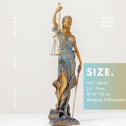 Bronze Lady Justice Statue 11-Inch Sculpture for Lawyers