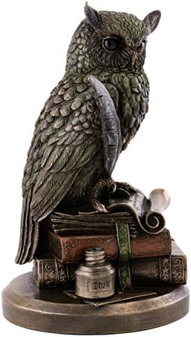 Top Collection Eagle Owl Book Statue - 875-Inch Cold Cast Bronze Collectible