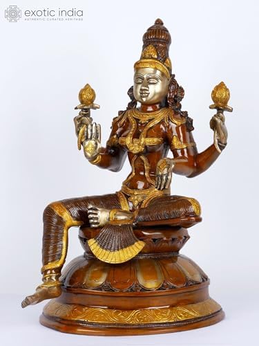 23 Inch Brass Lakshmi Statue for Temple Home Decor