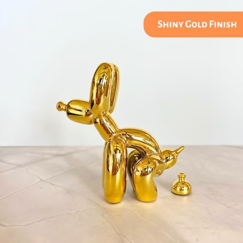Pozbee Pooping Dog Sculpture Fun Gold Balloon Dog Statue