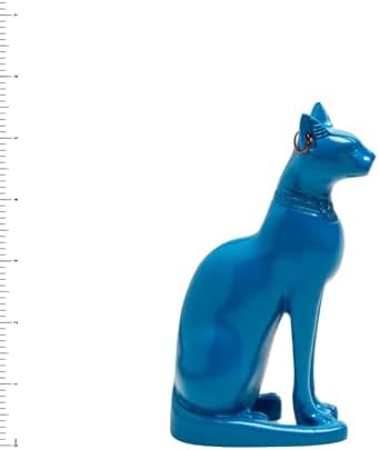 Classical Blue Bastet Cat Statue - Egyptian Goddess Collectible