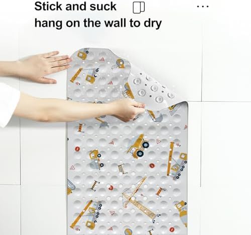 Lnond Yellow Excavator Kids Bath Mat 40x16 Inch Non Slip