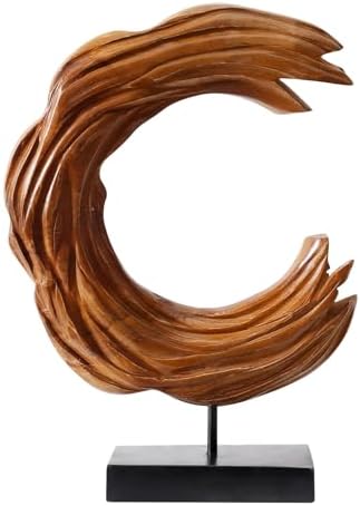 Teak Sculpture Oceanic Decor with Base