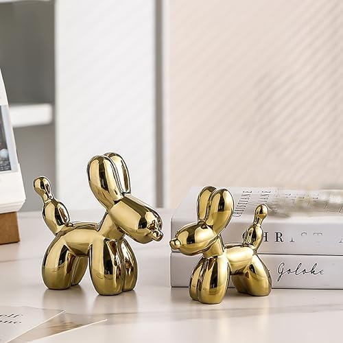 Ceramic Balloon Dog Statue Gold Home Decor