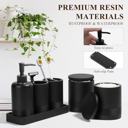 Modern Matte Black Bathroom Accessories Set 6-Piece
