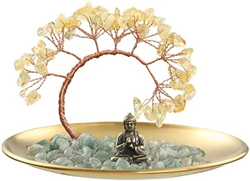 Citrine Crystal Tree Buddha Statue for Wealth and Luck