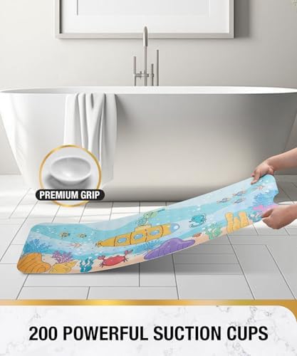 HITSLAM Baby Bath Mat with Suction Cups and Drain Holes
