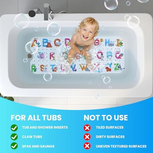 Linoows Baby Bath Mat with Cartoon Design and Suction Cups