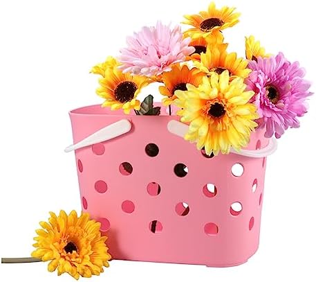 MAGICLULU Pink Plastic Bathroom Storage Handle Basket
