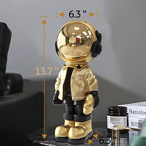 EZ4ENCE Astronaut Statue Gold Black Metal Decor