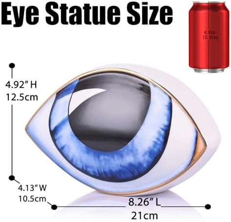 Blue Ceramic Eye Sculpture Modern Decor