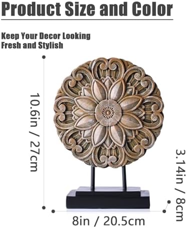 Elegant Brown Wood Round Statue for Home Decor