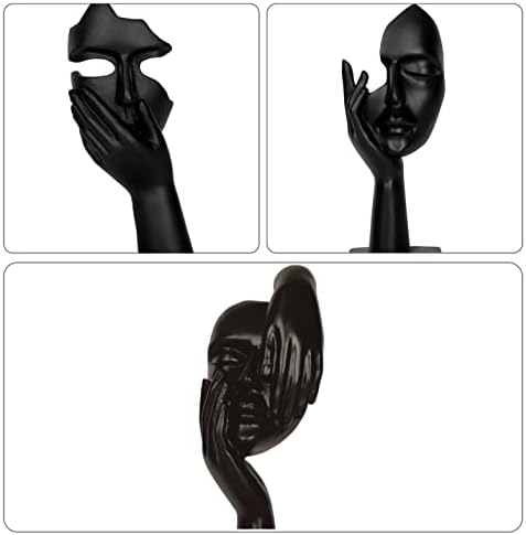3 Piece Thinker Statue Black Resin Home Decor
