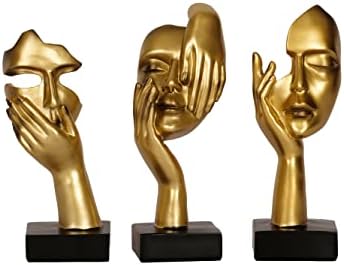 3 Piece Thinker Statue Gold Home Decor Resin Sculptures