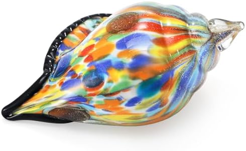 TOPZEA Handmade Glass Conch Statue Crystal Sea Shell Decor