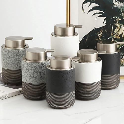 Ceramic Hand Soap Dispenser Refillable Foaming Pump Black