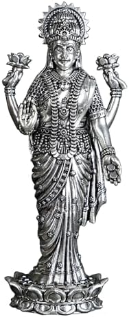Superfine Brass Lakshmi Statue with Silver Plating Puja Room Decor