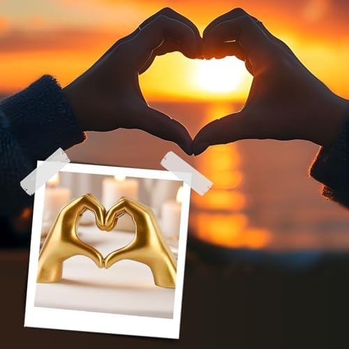 Gold Heart Hands Sculpture Decor for Modern Homes