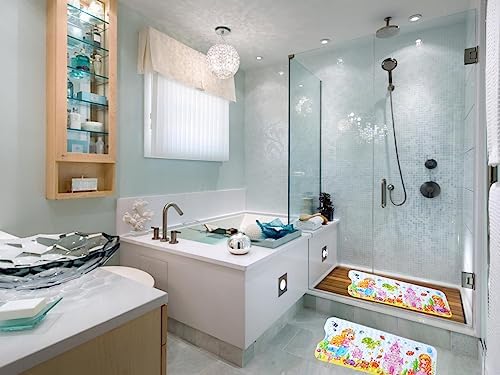 Non-Slip Bath Mat with Suction Cups Mermaid Design 40x16 Inch