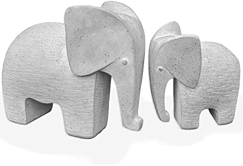 Huey House Elephant Sculptures 2 Piece Set 6 and 5 Light Gray