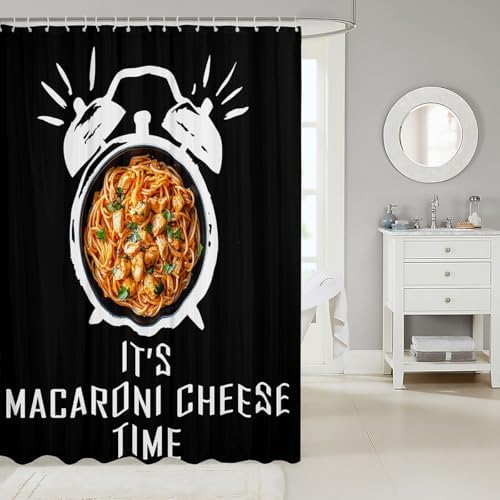 Erosebridal Macaroni Cheese Time Shower Curtain Set 72x72 Black