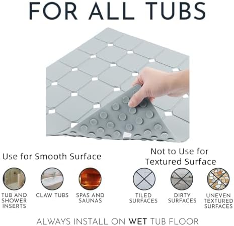 MeimeiDe Silicone Shower Mat 21x21 Non-Slip Bath Mat with Suction Cups
