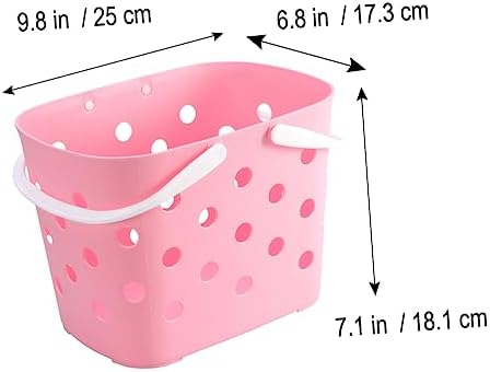 MAGICLULU Pink Plastic Bathroom Storage Handle Basket