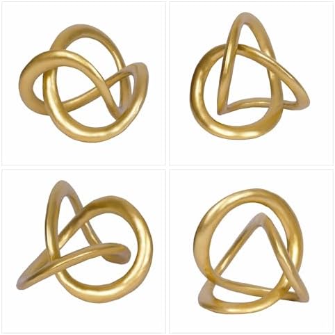 Dawbun Gold Knot Statue Decor Modern Geometric Gold Cube