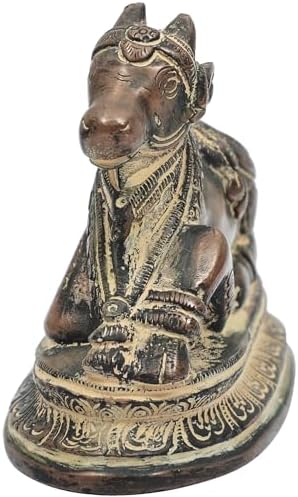 Sitting Nandi Brass Statue Religious Vahana of Lord Shiva