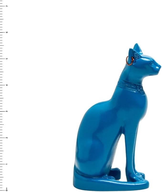 Classical Blue Bastet Cat Statue - Egyptian Goddess Collectible