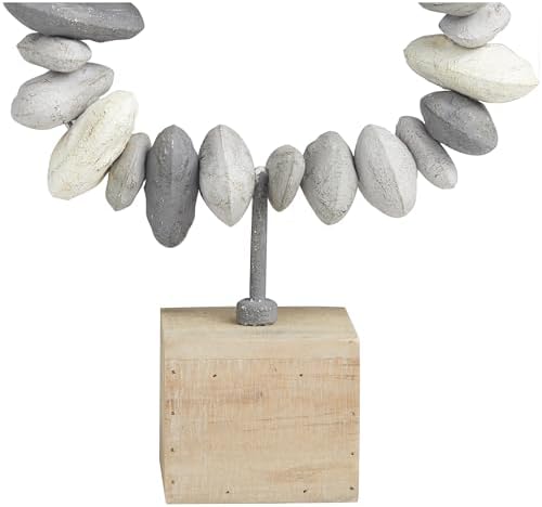 Deco 79 Gray Metal Abstract Sculpture with Wooden Base
