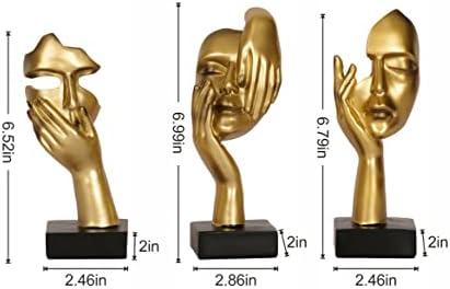 3 Piece Thinker Statue Gold Home Decor Resin Sculptures
