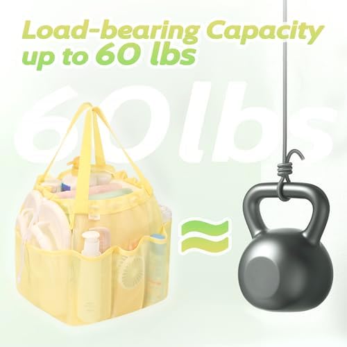 Mesh Shower Caddy Portable with Drawstring - Yellow