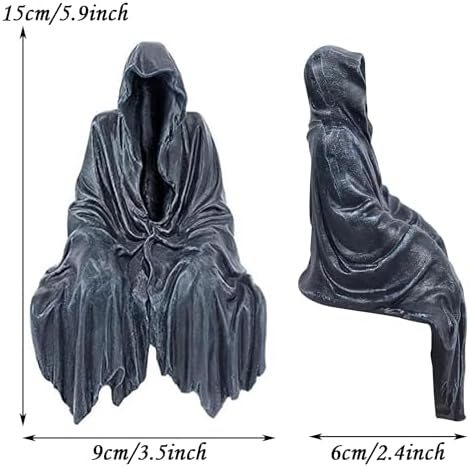 Grim Reaper Statue Bookshelf Decor Halloween Gothic Figurine
