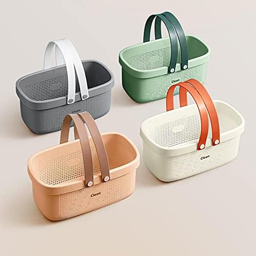 JiatuA Plastic Storage Basket with Pink Handle and Drainage