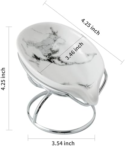 Leaf-Shaped Ceramic Soap Dish with Drain Stainless Steel Stand