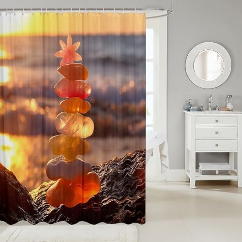 Feelyou Beach Theme Zen Stone Shower Curtain Set