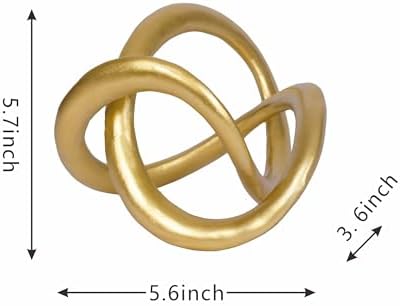 Dawbun Gold Knot Statue Decor Modern Geometric Gold Cube