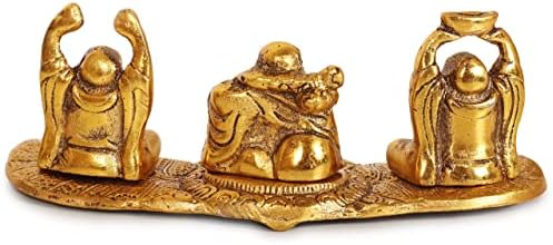 ETROVES Laughing Buddha Statue - 4 Inch Golden Feng Shui Decor