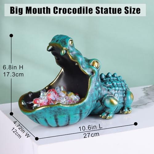 Alligator Key Bowl Decorative Storage Sculpture Green