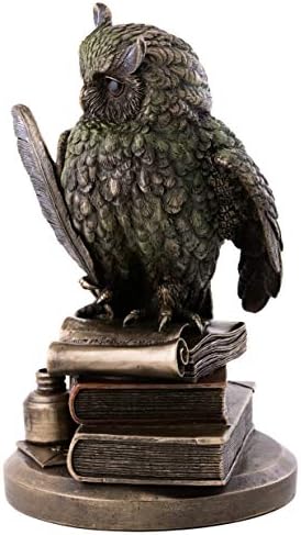 Top Collection Eagle Owl Book Statue - 875-Inch Cold Cast Bronze Collectible