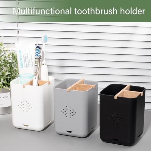 Durable Toothbrush Holder with 3 Slots Grey