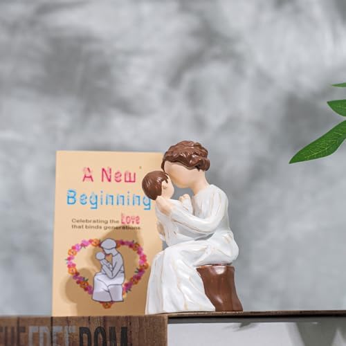 SIGUEJOR Grandma Gifts Hand-Painted Resin Sculpture of Grandmother Holding Baby