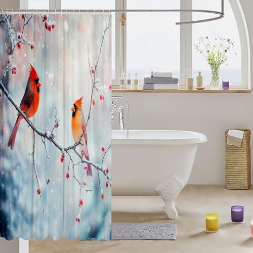 Feelyou 3D Red Bird Kids Shower Curtain 72x78