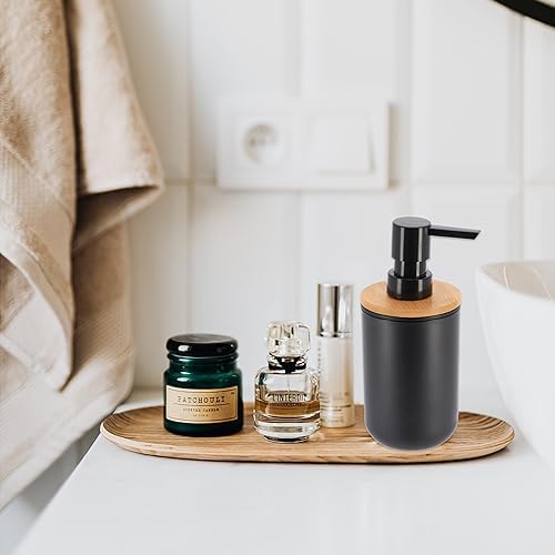 Black Soap Dispenser with Bamboo Top - 10 fl oz