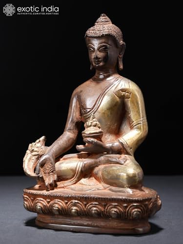 Exotic India Medicine Buddha Brass Statue 7 Inch